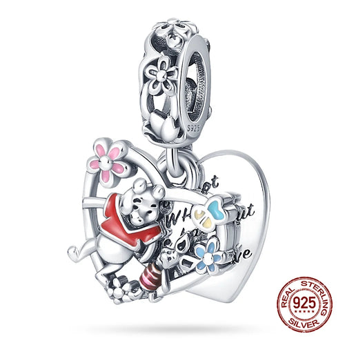 New S925 sterling silver Disney Mickey Mouse pendant bead suitable Fit