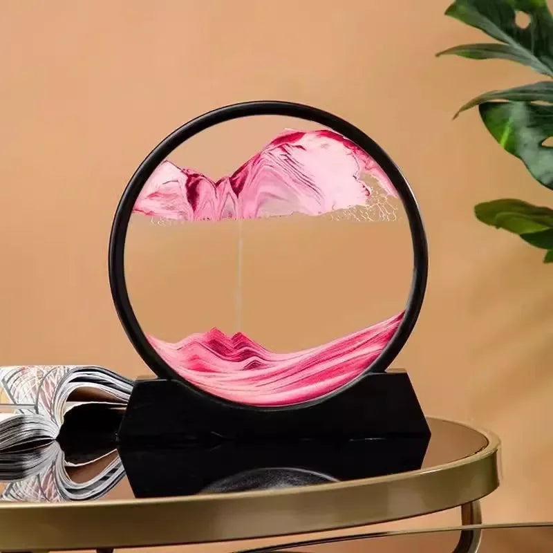 3D Moving Sand Art Picture Round Glass Deep Sea Sandscape Hourglass