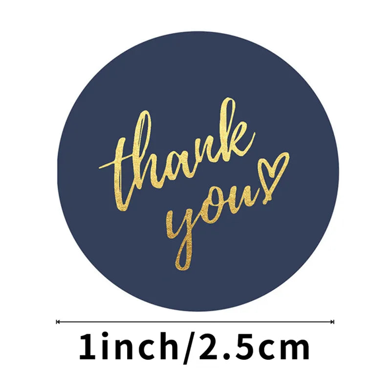 50-500pcs 1inch Blue Thank You Stickers For Envelope Sealing Labels