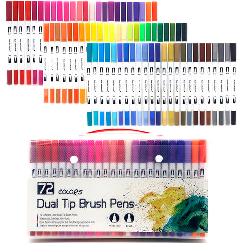 12-168 Colors Dual Brush Pens Art Markers Watercolor Fine and Brush
