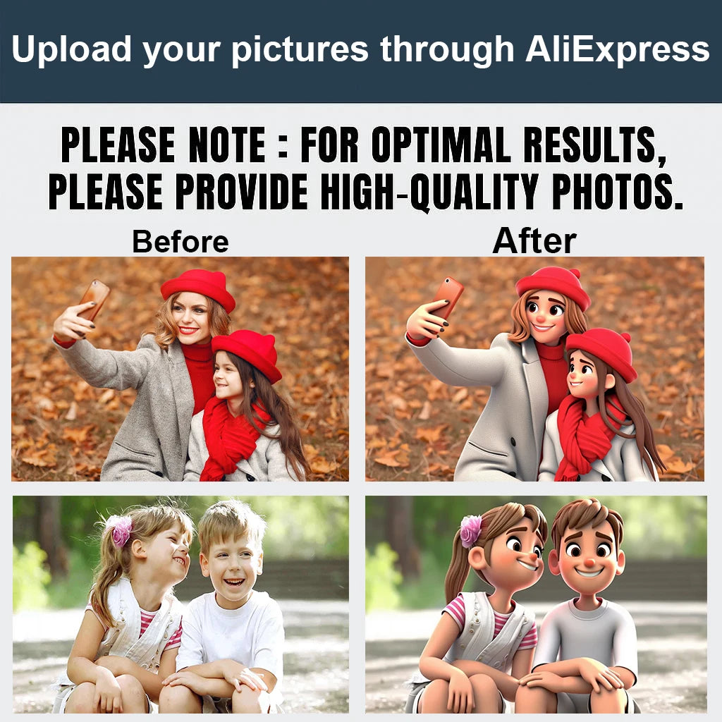 Custom Cartoon Style Portrait from Photo Personalized Cartoon