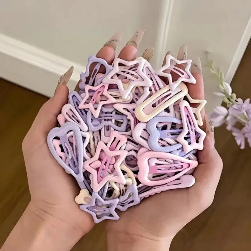 10/20/30pcs mixed pack of light pink heart-shaped and bow-shaped hair