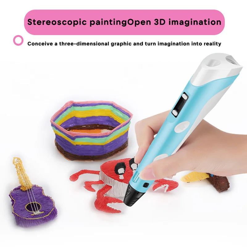 3D Printing Pen DIY Drawing Paiting  With LCD Screen Compatible PLA