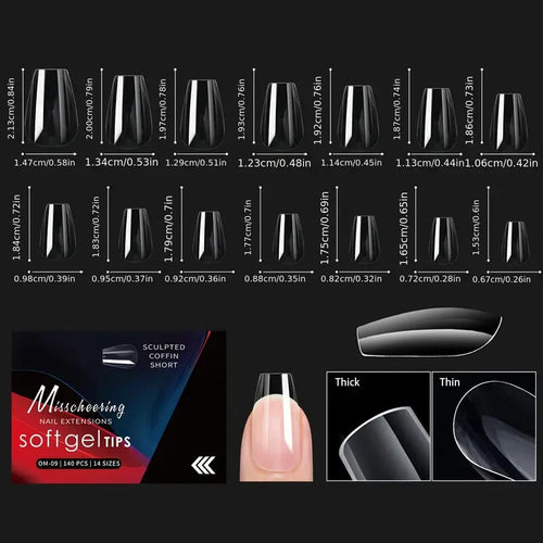 120/140pcs Exquisite box set Almond False Nail Tips Clear Matt Soft