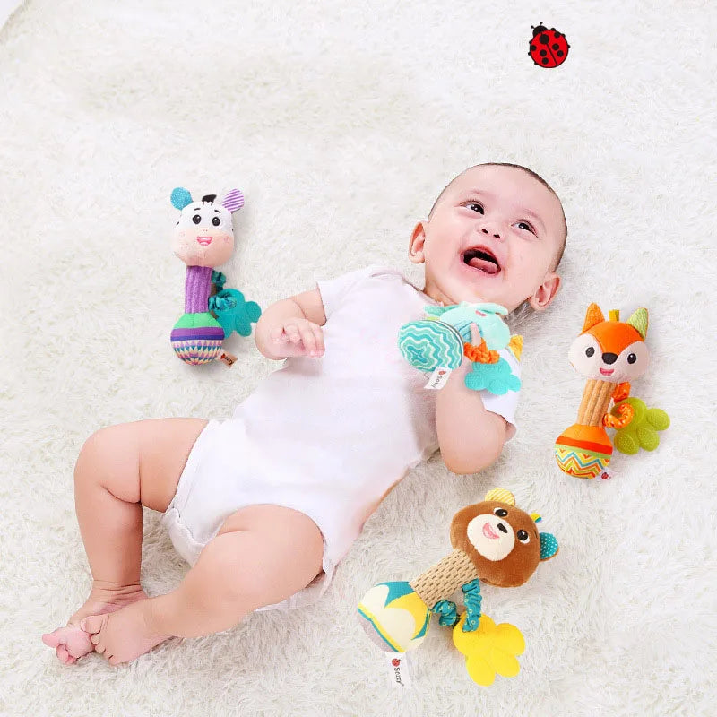 Baby Rattles Soft Stuffed Animal Rattle Hand Grip Baby Toys Shaker