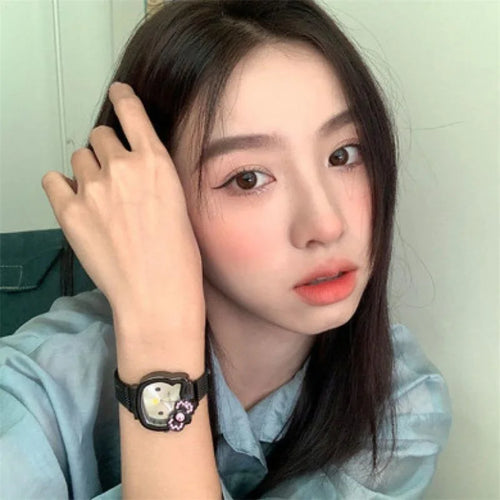 Hello Kitty Diamond  Watch Cat Bow Kawaii Pink Ladies Gold Sliver