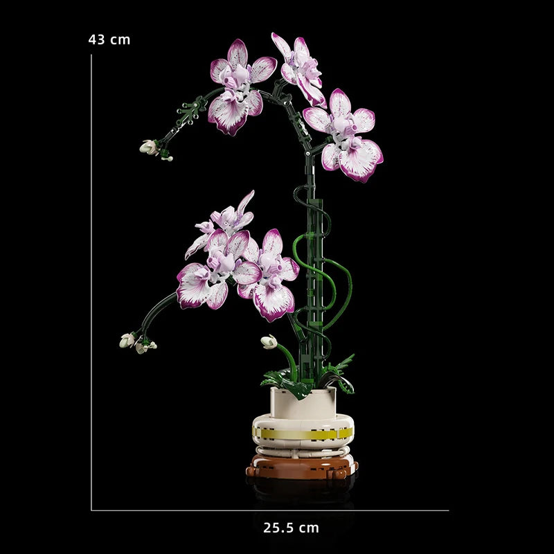 Creative Orchid Cymbidium Eternal Flowers Potted Plant Building Blocks