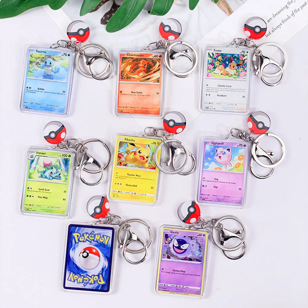 Pokémon Card Cute Acrylic Car Keychain Accessories Pikachu Charizard