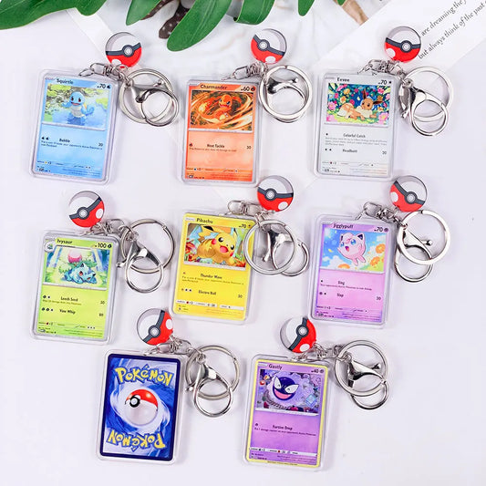 Pokémon Card Cute Acrylic Car Keychain Accessories Pikachu Charizard