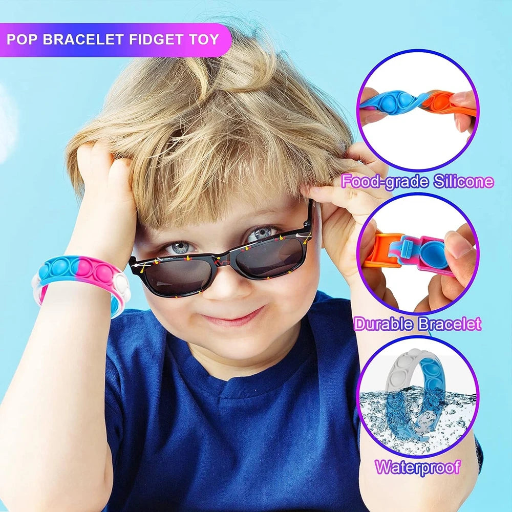 24/72pcs PCS Fidget Toys Pop Bracelet Party Favors Stress Relief