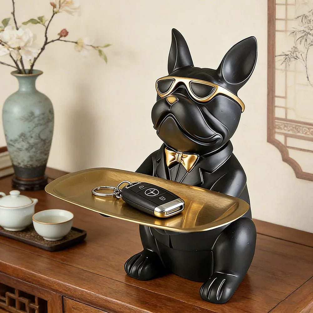 Multi Functional Bulldog Tray Animal Statue Creative Ornament Living