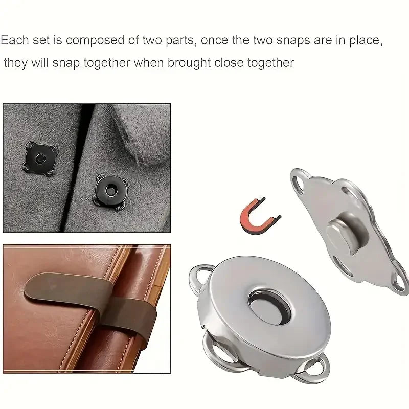 5/8sets Square Magnetic Snap Fasteners Clasps Button Handbag Purse
