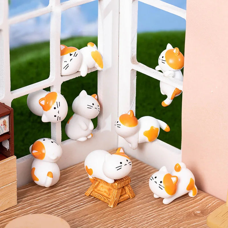8pc Funny Cute Orange Cat Animal Car Decoration Pvc Craft Miniature