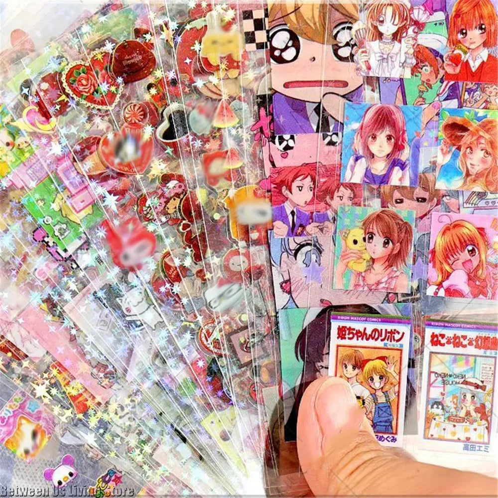 100 Sheets Non-repetitive Y2K Random Cute Glitter Sticker for Kawaii