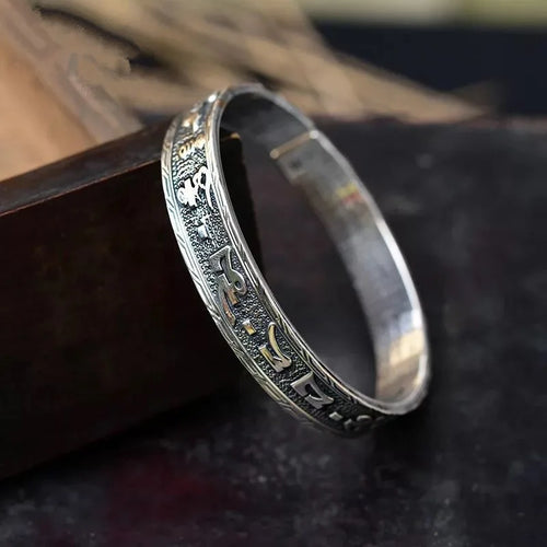 XIYANIKE Vintage Thai Silver Lotus Flower Cuff Bracelet For Women Girl