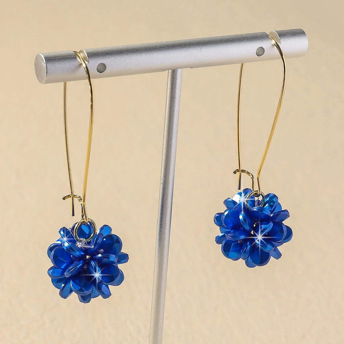 2PC Women's Fashion Trend DIY Pearl Petal Ball Earrings Outdoor Travel