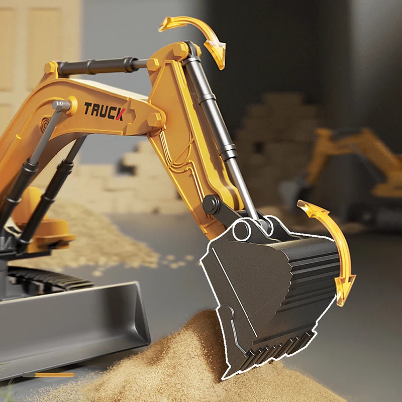 Alloy Remote Control Excavator Toy Car with Lights Sound Effect