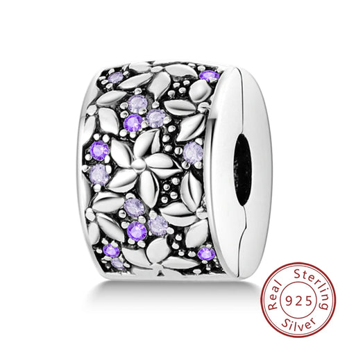 Fit Original Charms Beads 925 Sterling Silver Clip Charms Zircon