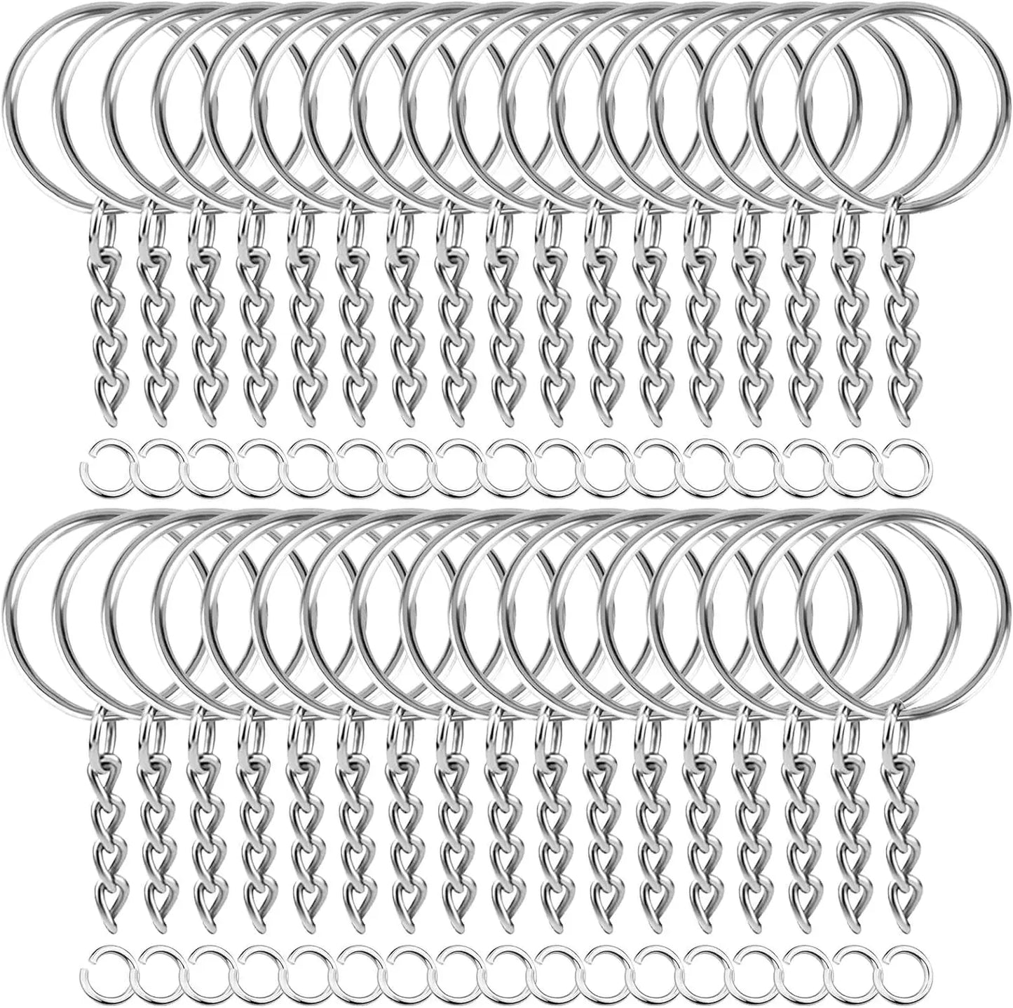 50 Sets Split Key Rings with Chain and Jump Rings Bulk Kit Accessories