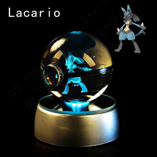 Pokemon Crystal Ball 3D Pikachu Mewtwo Mew Gengar Night Light Lamp