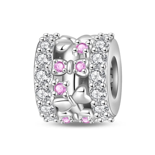 Original 925 Sterling Silver Clip Charm Inlaid Zircon Cat Butterfly