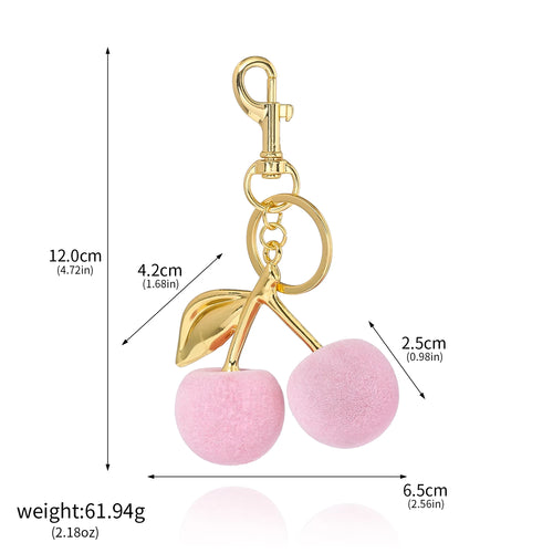 Fashion Delicious Red Cherry Keychain Summer Fruits Cherries Pendant