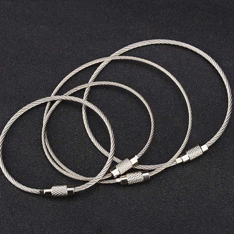 10Pcs Wire Rope Key Chain Stainless Steel Wire Keychain Carabiner