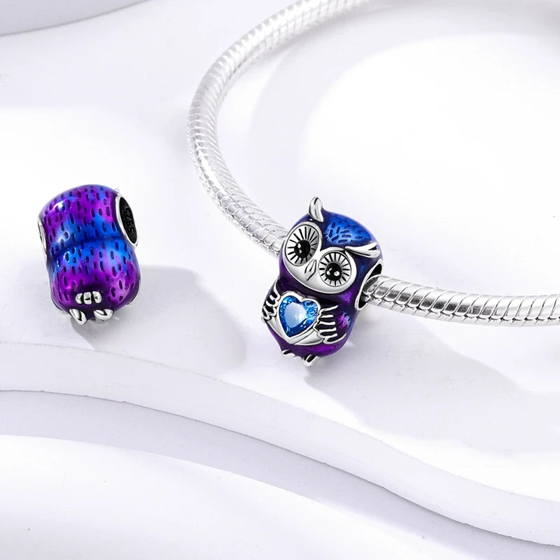 Fit Original 925 Sterling Silver Charms Beads Cute Cat Avocado Purple