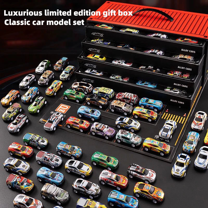 Gift box version: 48-piece alloy car set, children's toy car, tin car,