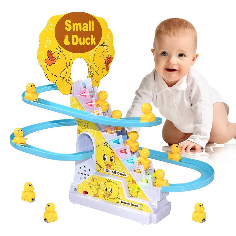 Climbing Stairs Track Toys Electric Duck DIY Rail Racing Track Roller