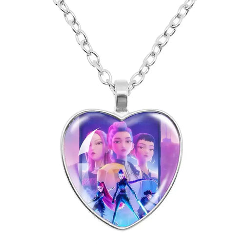 KPop Demon Hunters Heart Necklace - Rumi Zoey Mira Anime Film Alloy
