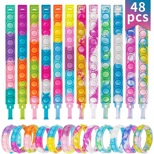 24/72pcs PCS Fidget Toys Pop Bracelet Party Favors Stress Relief