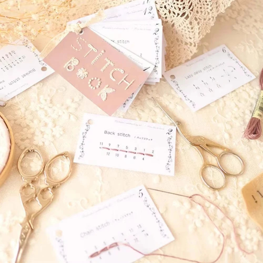 1pc Mini Sewing Card Set Mini Sewing Book Sewing Embroidery Stitch