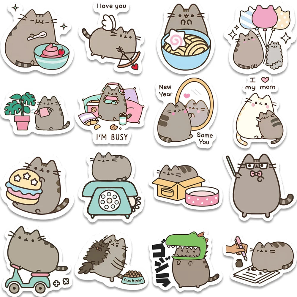 10/30/60pcs Cute Chunky Cat Animal Stickers for Kids Graffiti