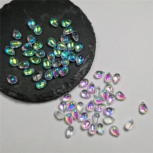 30Pcs Gradient Color 6x9mm  Water Drop Shape Beads Czech Glass Beads