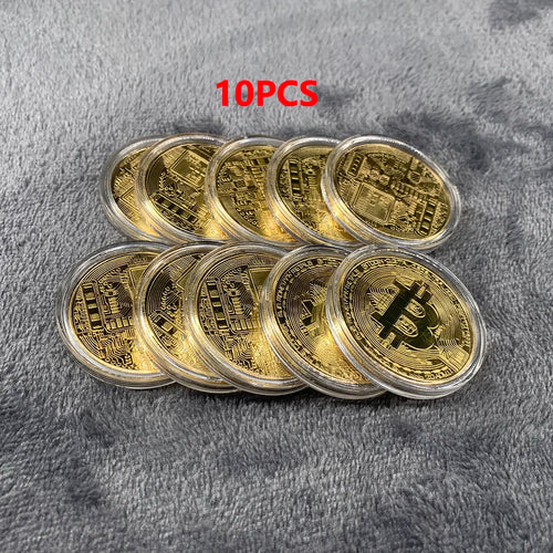 Gold Plated Bitcoin Coin Collectible Art Collection Gift Physical