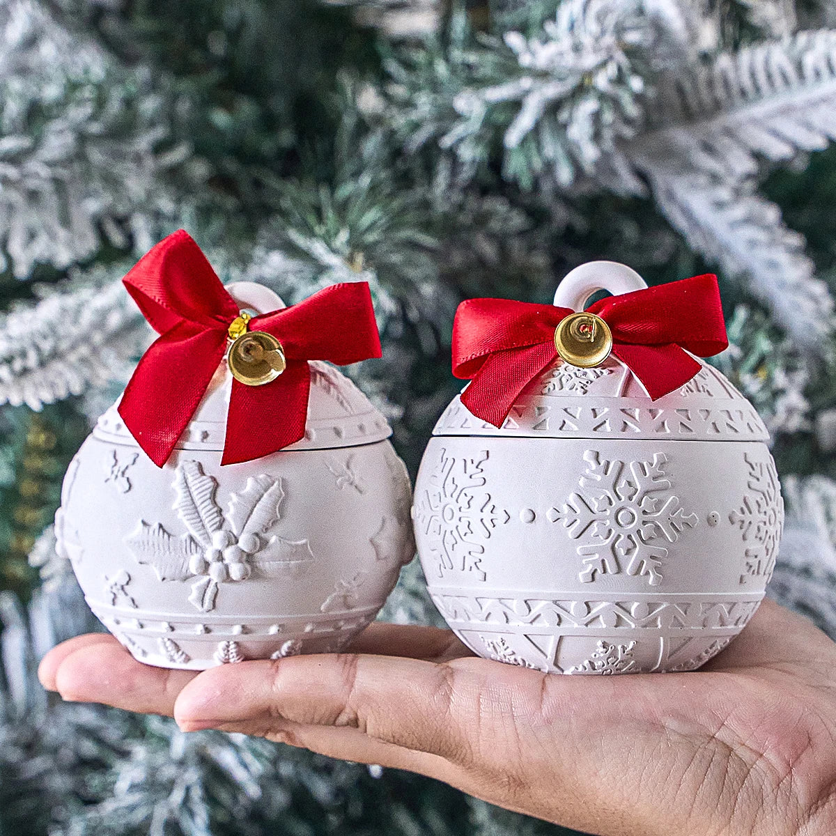 Round Christmas Jar Silicone Mold DIY Handmade Relief Berry Snowflake