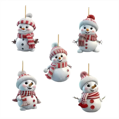 Runtow 5pcs Christmas Cute Snowman Decoration Pendants for Winter