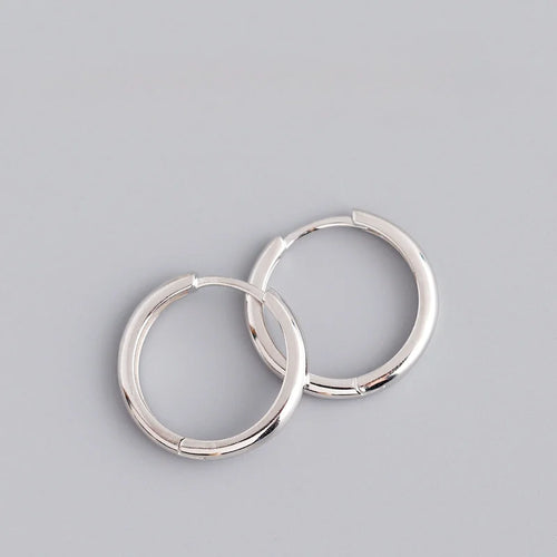 925 Sterling Silver Geometry Hoop Earrings for Women Fashion Silver