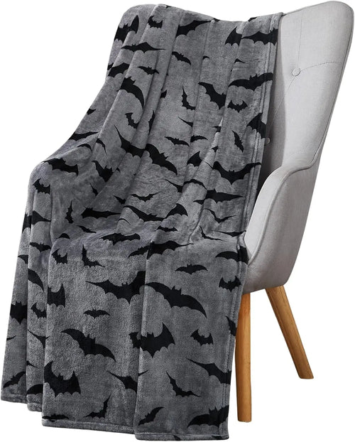 1PC Festive Halloween Black Bats Printed Flannel Blanket Perfect gift