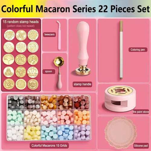 Wax Seal Stamp Set Lacquered Stamp Sealing Wax Kit DIY Craft Supplies