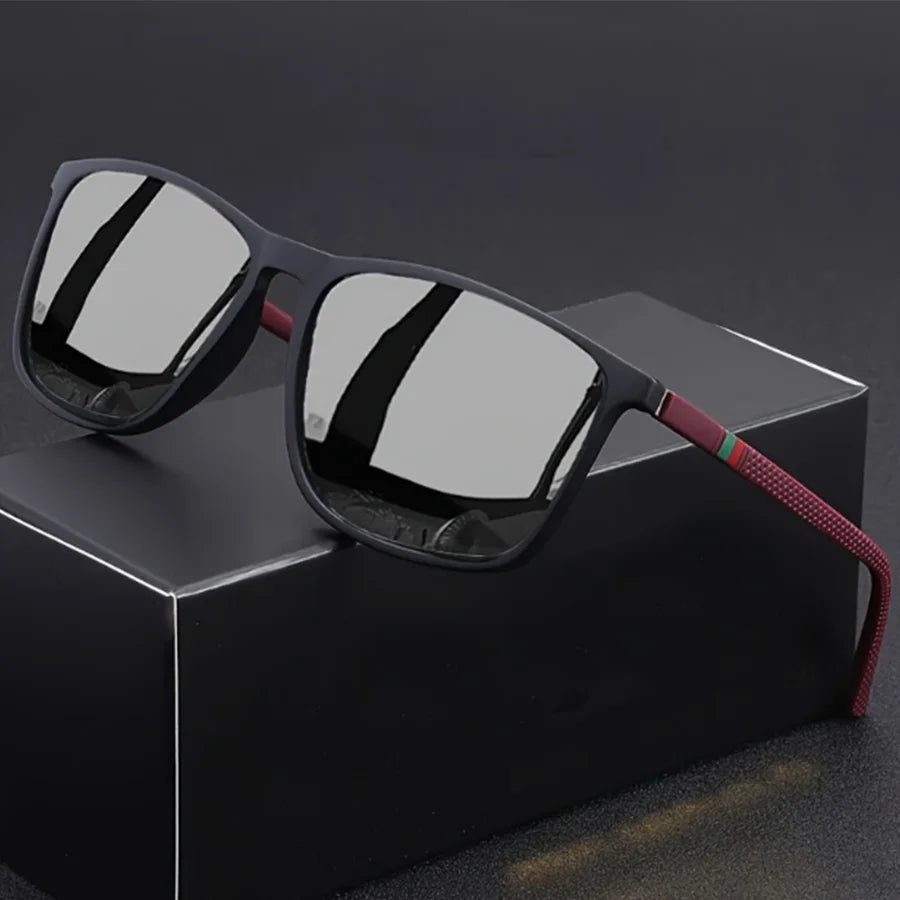 Classic Square Men's Sunglasses Comfortable Lightweight Black Frame