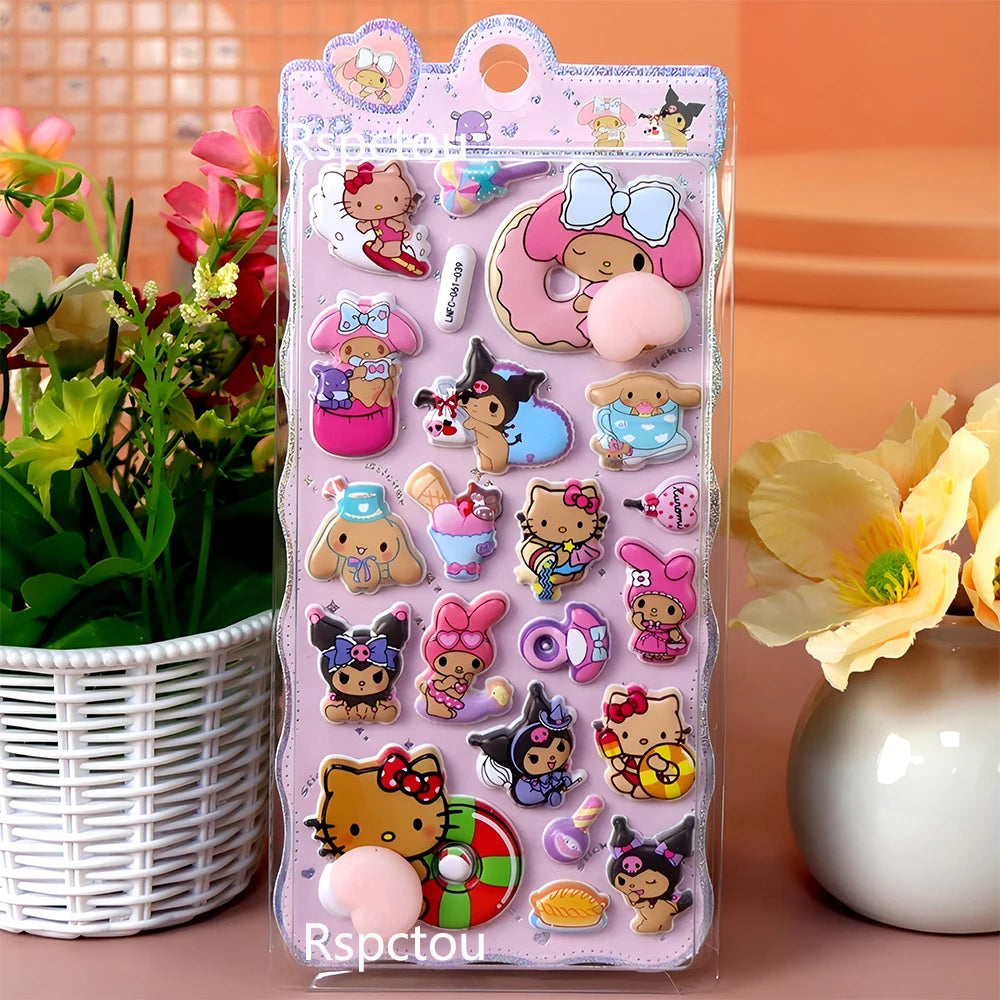 Hot Cute Kawaii Sanrio 3D Relief Stickers HelloKitty Kuromi My Melody