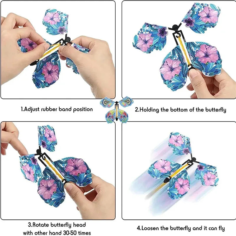 10PCS Random Color Magic Flying Butterfly Wind Up Toy Bookmark