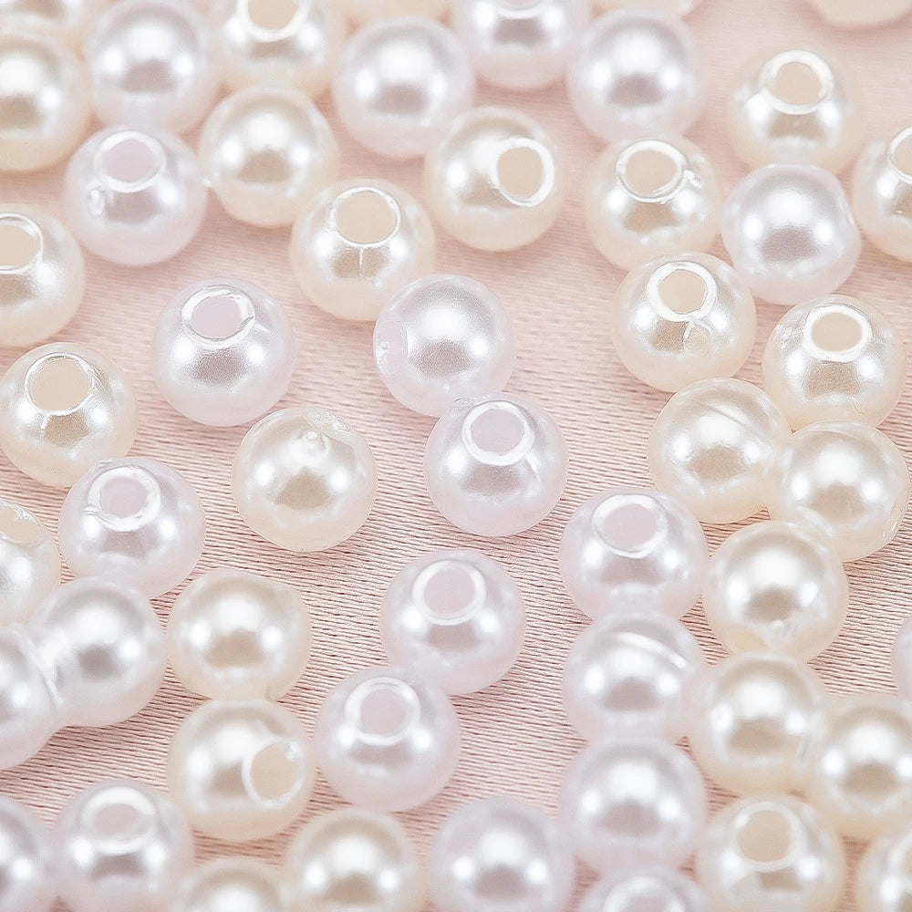 200pcs perforated ABS imitation pearl beads 4/5/6/8/10mm Round Spacer