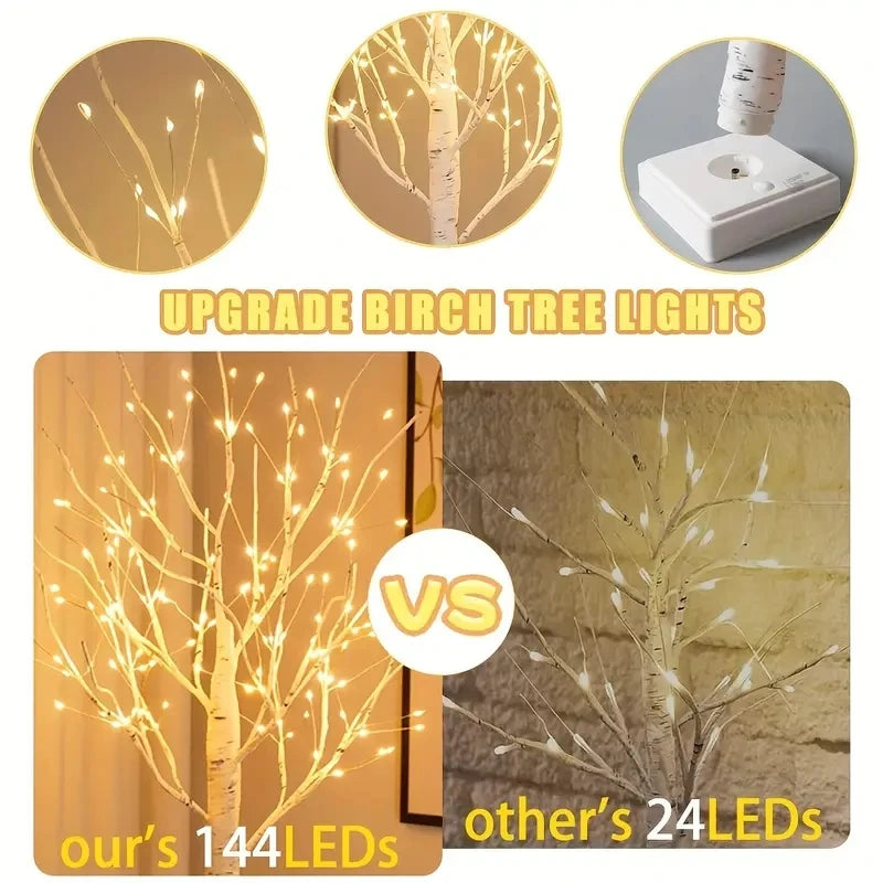 144 LED Birch Tree Light Warm White USB Battery Power Holiday