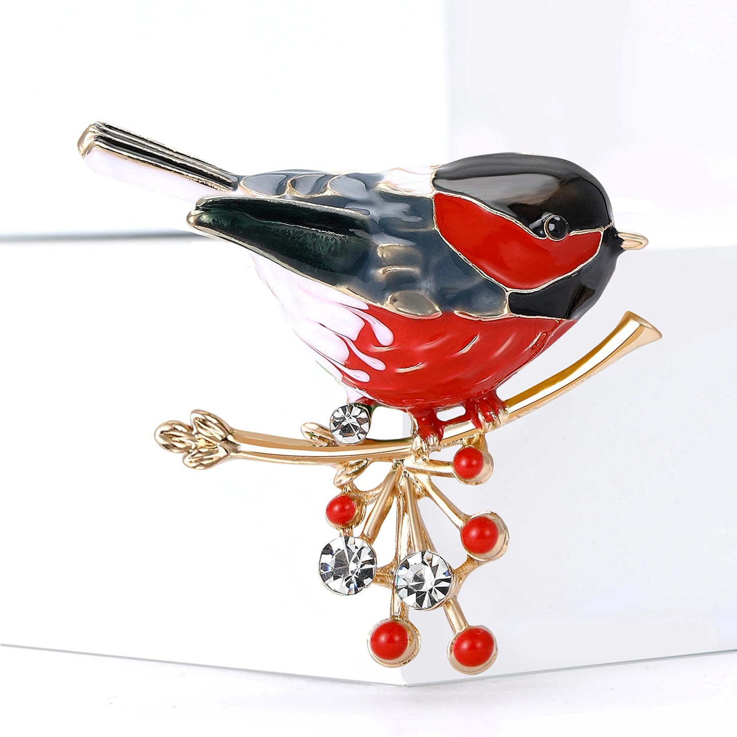 Trendy Enamels Birds Brooches for Women Unisex Animals Rhinestones