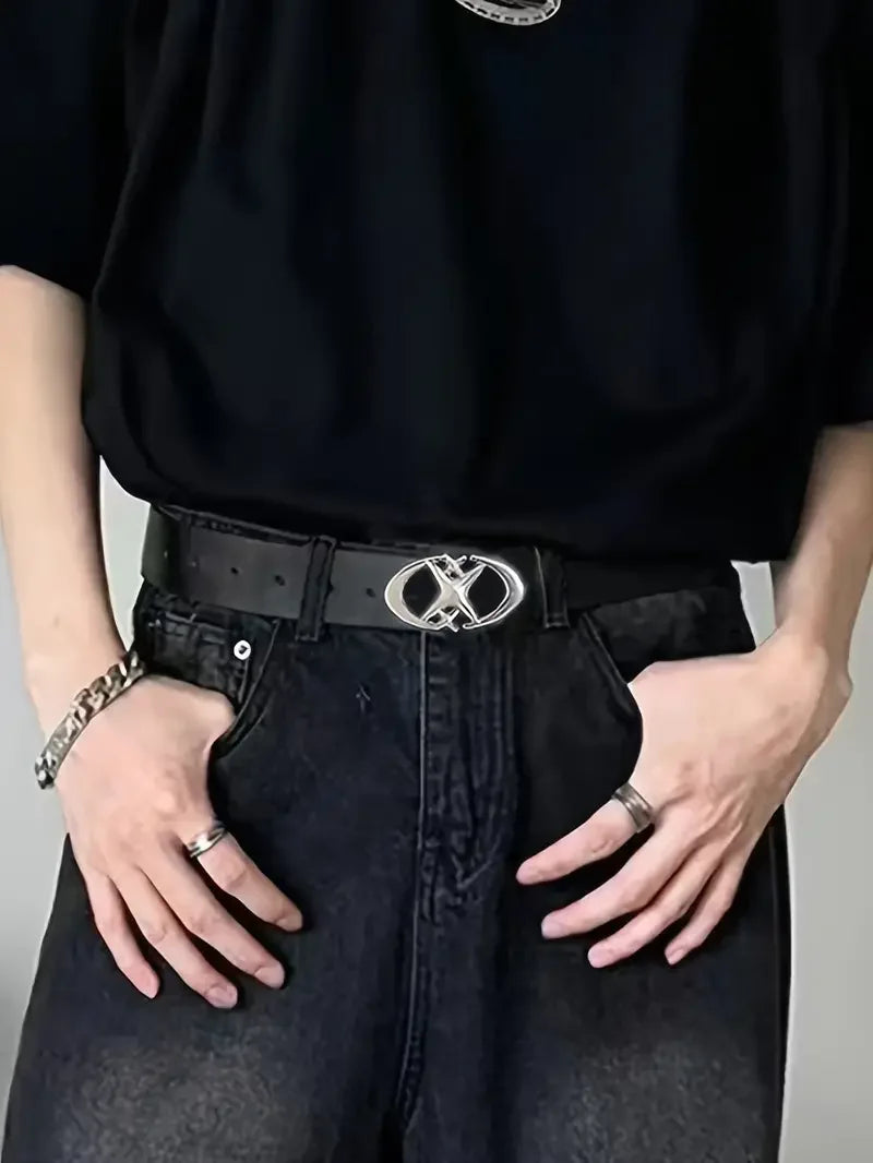 Stylish Oval Cross Metal Buckle Belt - Durable, Simple, and