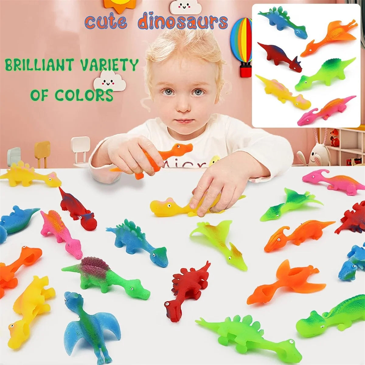 5-20Pcs Colorful Finger Catapult Dinosaur Games Kids Birthday Baby