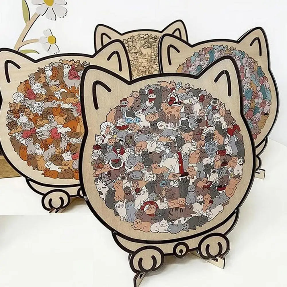 135 PC Cat-shaped Wooden Jigsaw Puzzle Unique Irregular Puzzle Pieces